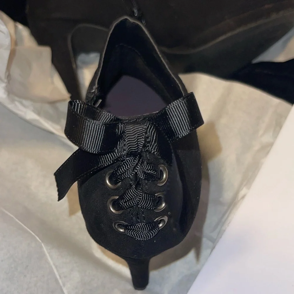 Louis Black suede heel boots size 7.5 by Nicolette by Stevens - Picture 1 of 5